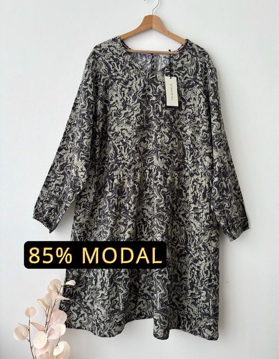 Sukienka trapezowa damska Triangle oversize marmurkowy wzór oversize boho 5XL 50