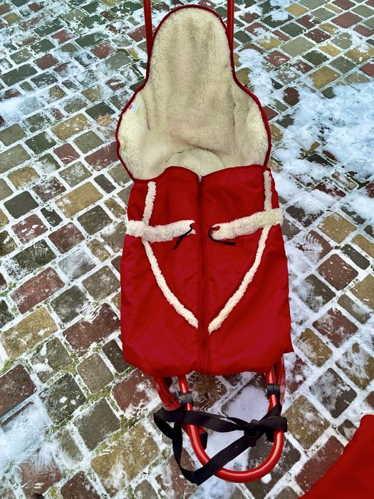 Санки Piccolino з ручкою-штовхачем, капішоном, чохлом та муфтою