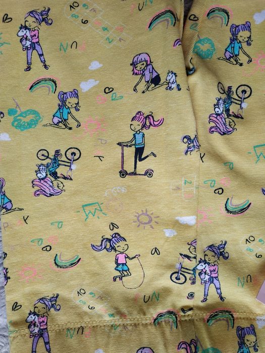 Nowe, cienkie legginsy/żółte/print/prezent/little kids/r.98