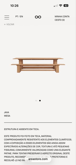 Mesa e bancos madeira Areastore