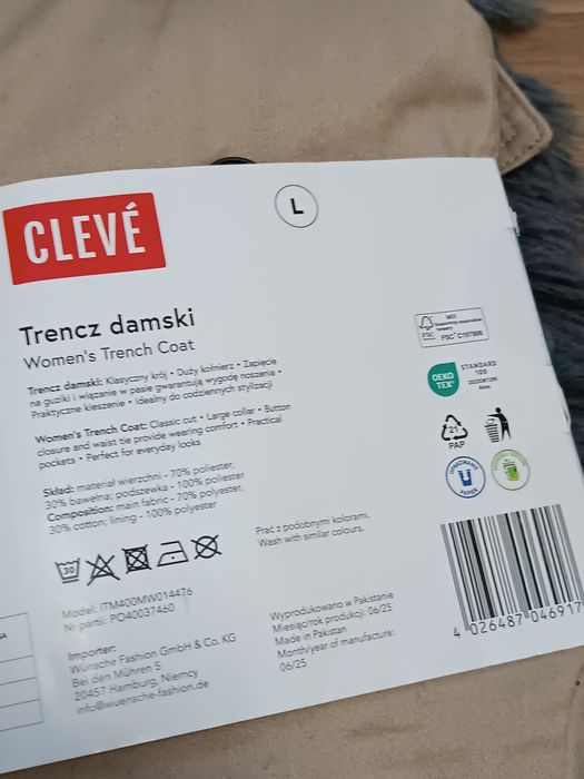 Trencz beżowy Cleve
