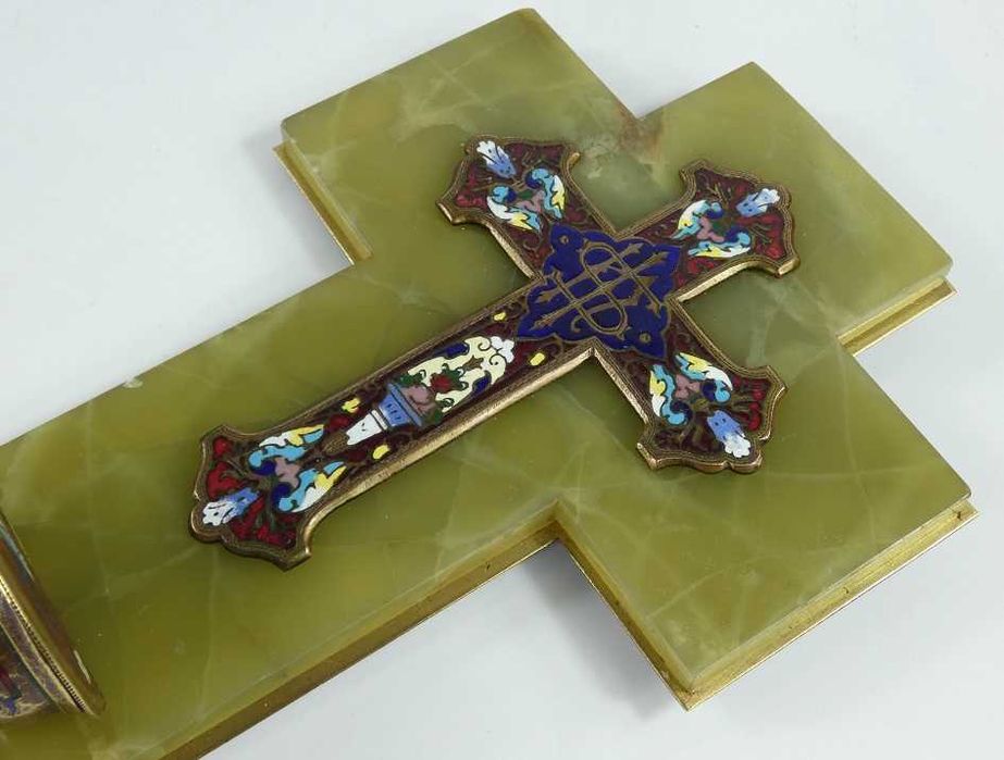 KROPIELNICA onyx emalia Jezus KRZYŻ 22,3 cm