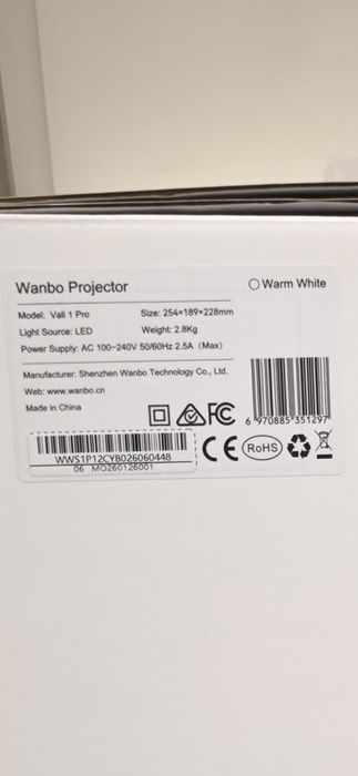 Projector Wanbo Vali 1 Pro novo na caixa
