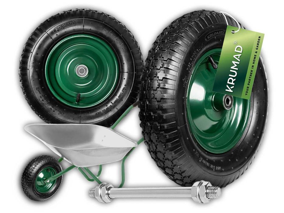 Koło kółko do taczki taczek mocne z dętką pompowane 4.80/4.00-8 + ośka