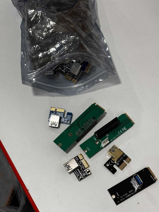 Lote de Material de Mineração — Risers PCIe, Hubs USB 3.0, Adaptadores M.2 (Novo + Usado)