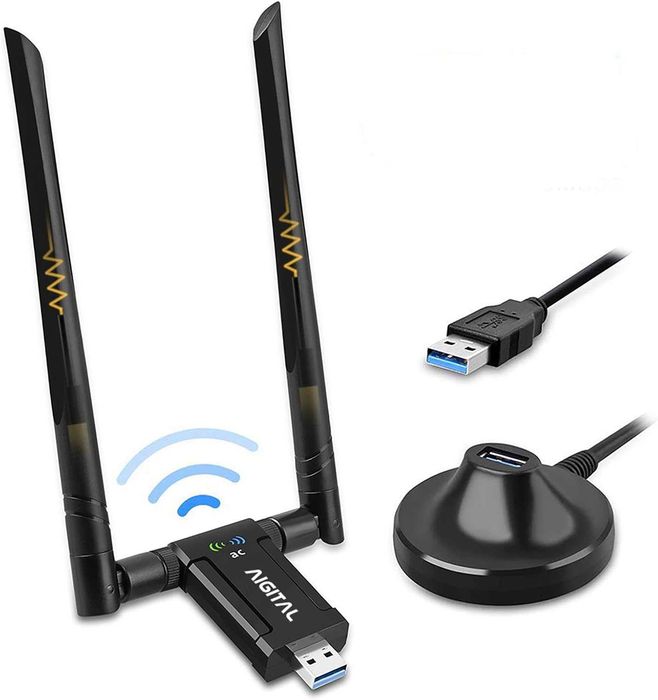 Karta sieciowa zewnętrzna Aigital 1200Mb/s dwupasmowy adapter Wi-Fi Anteny