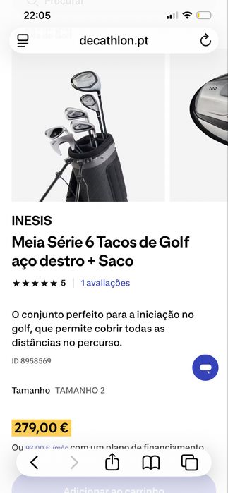 Meia Série 6 Tacos de Golf aço destro + Saco