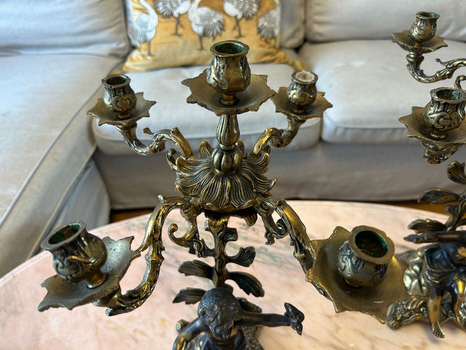 Par de Castiçais XIX bronze/Latão