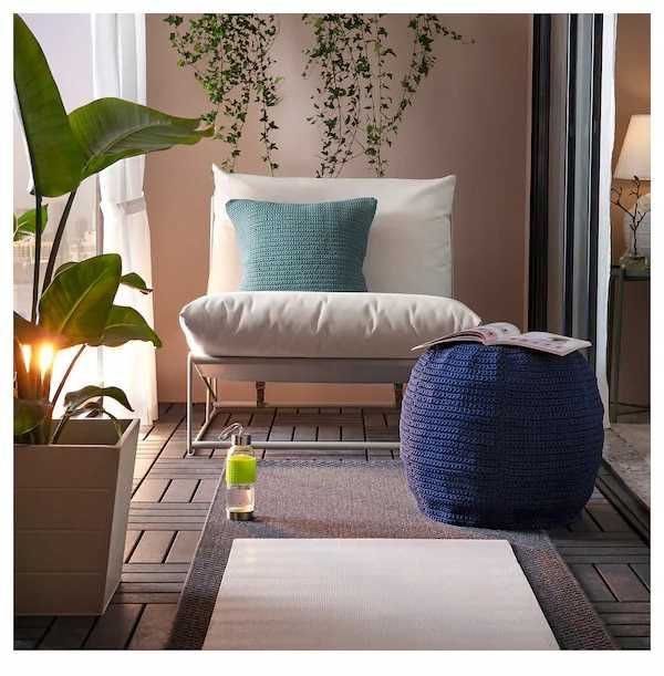 Pokrycie do pufy Ikea OTTERÖN granat INNESKAR plecione makrama