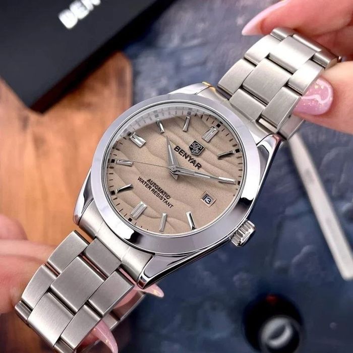 Годинник Benyar у стилі Wave Dial Yellow: Механічний з автопідзаводом, Сталевий