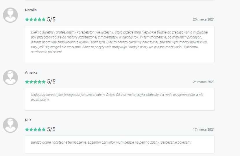 Matematyka/Matura/Studia/korepetycje/nauczyciel/wykładowca/100 opinii