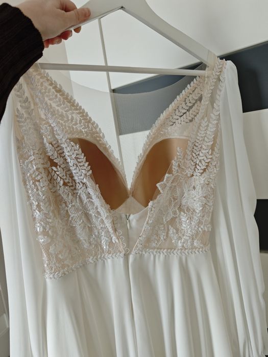 Suknia ślubna z długim rękawem Annais Romassima off white petite boho