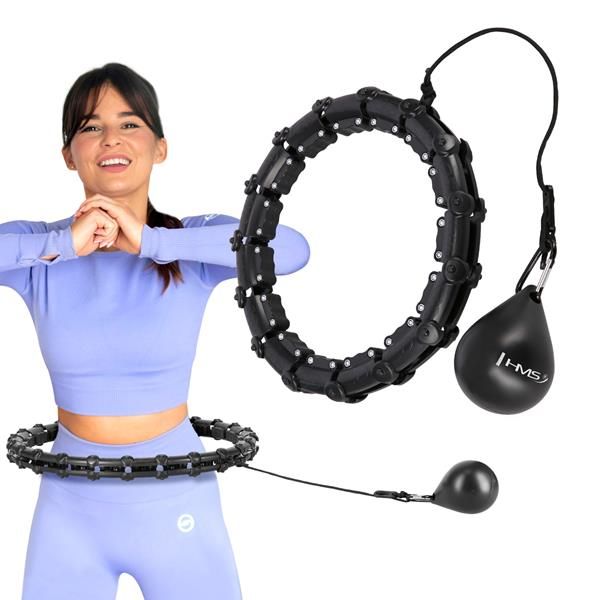 Hhw02 hula hop black z wypustkami i obciążnikiem hms