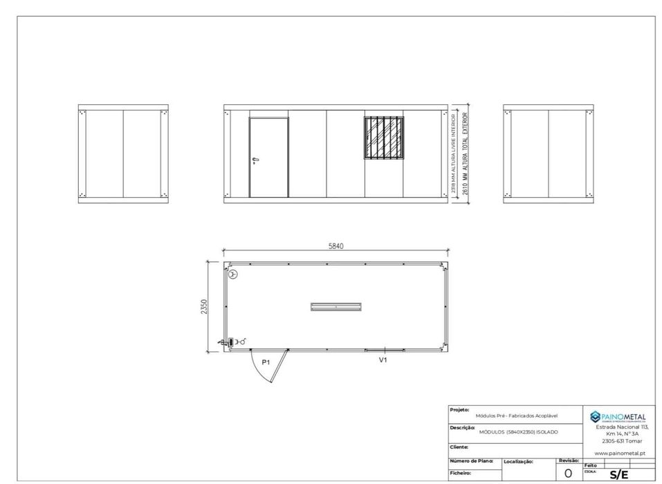 (Contentor/Escritório) Módulo Pré-fabricado 5840mmx2350mm