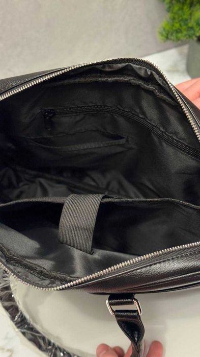 Елегантна чоловіча сумка портфель для документів та ноутбука (Чорна)