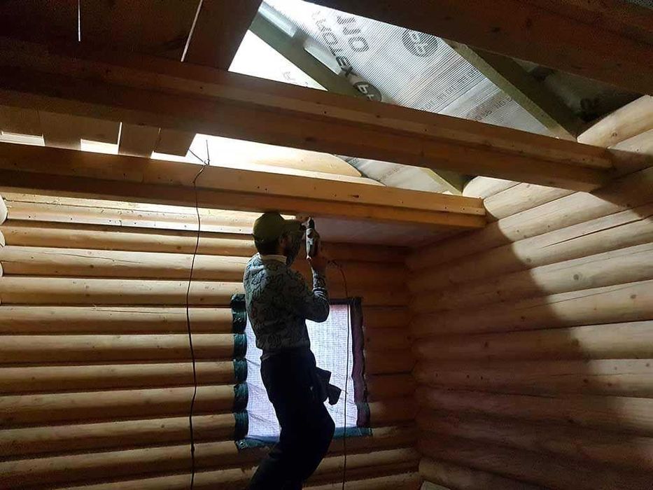 Мансарда / Монтаж / Фальш брус / Імітація бруса / Вагонка / Підлога /