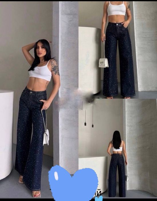 Джинси в камінці палаццо кльош труби стрази