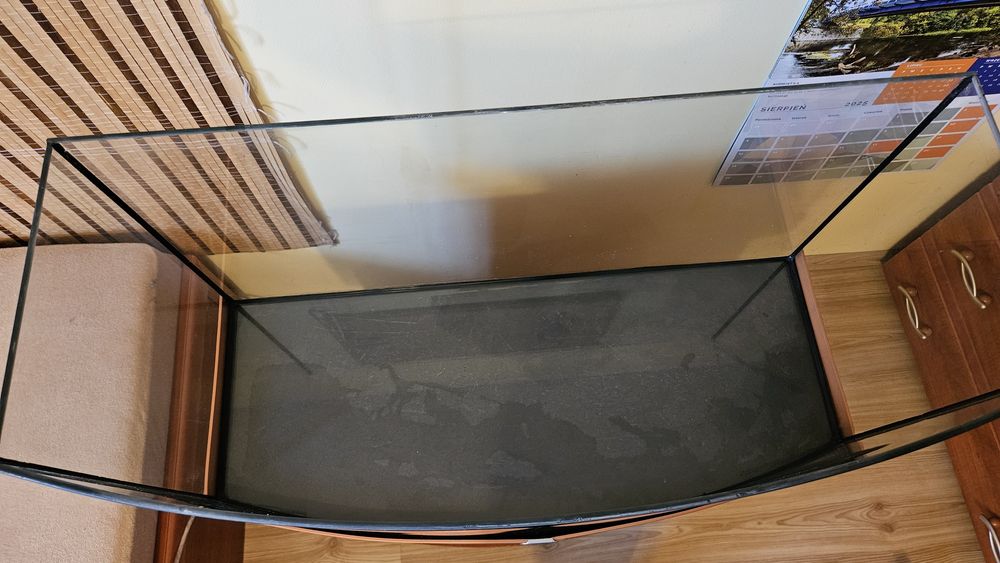 Akwarium zaokrąglone 100l + szafka + klapa z oświetleniem + tło