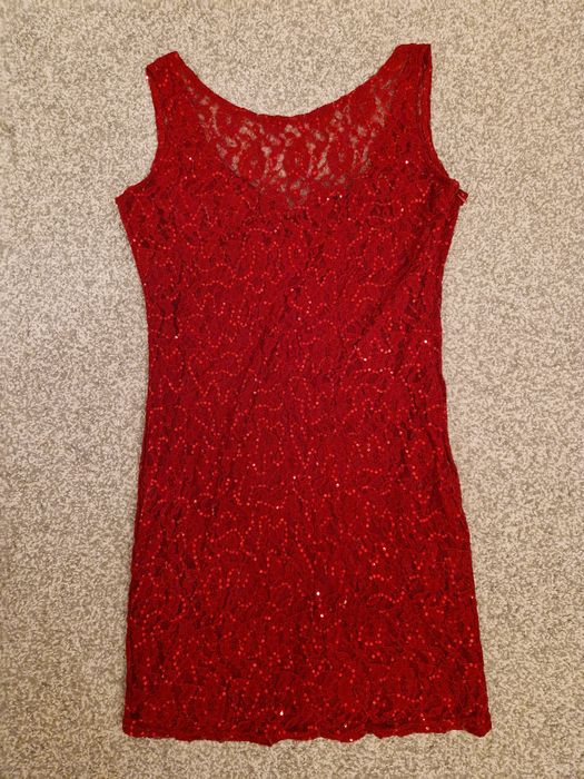 Czerwona sukienka cekiny koronka andrzejki sylwester święta 38
