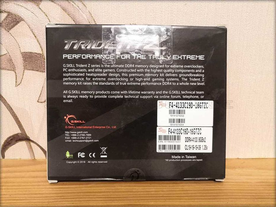 Оперативная память G.Skill TridentZ DDR4 16GB (2×8GB) 4133 MHz