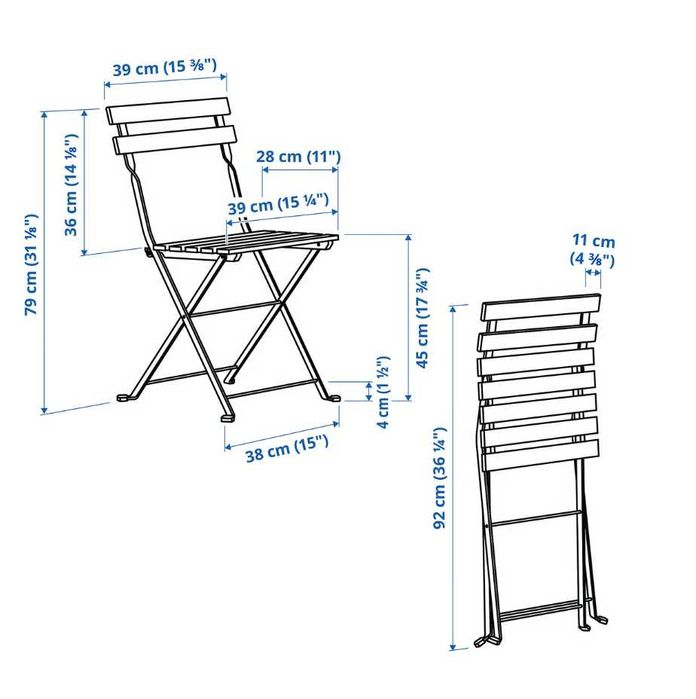 Conjunto de Jardim IKEA – 2 Cadeiras + Mesa Dobráveis