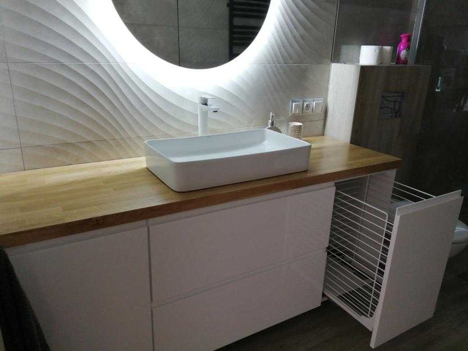 Szafka pod umywalkę 160 cm z koszem cargo