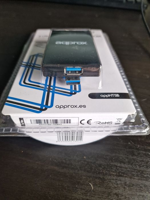 Travel hub USB 3.0, 4 portas, cor preta -Approx APPHT5B