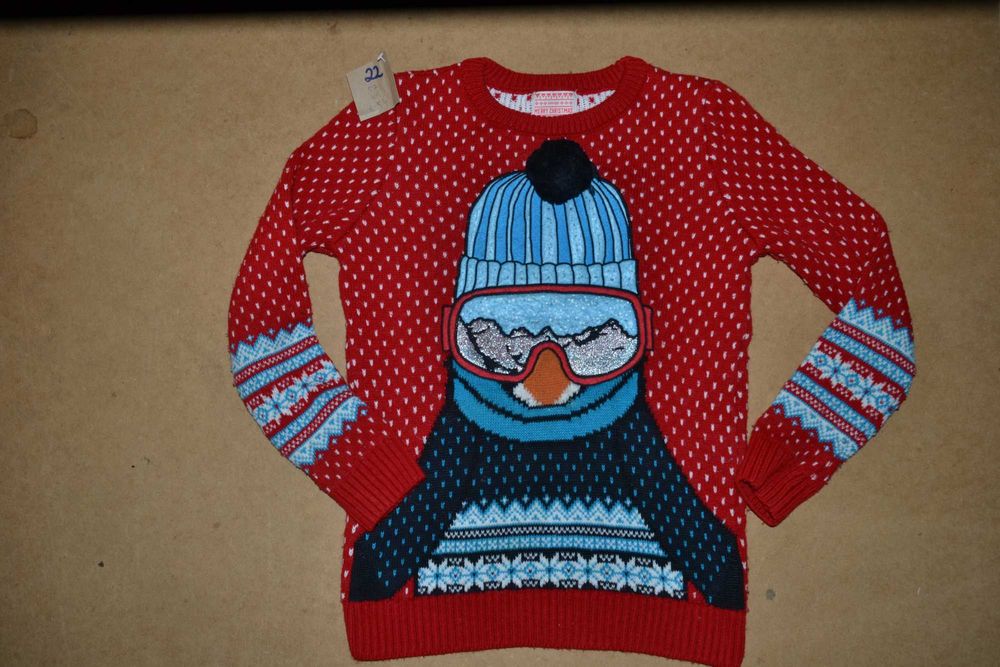83* george Świąteczny sweter zabawny Pingwin 7/8 lat_122/128 cm