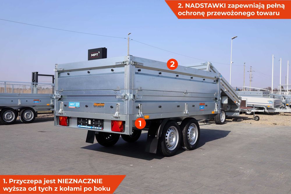 750 kg przyczepa samochodowa lekka 263x145 Neptun NADSTAWKA pełna BIS