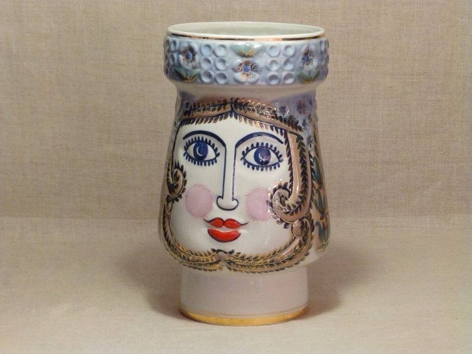 РОСКОШНАЯ ваза «ГОЛОВА» Трегубова Коростень фарфор СССР Оригинал ЛЮКС!