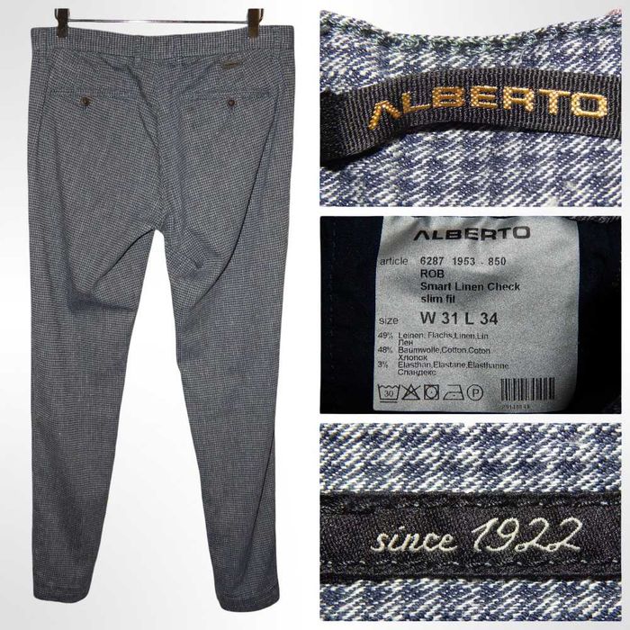 Брюки из льна и хлопка в клетку ALBERTO Rob Smart Linen Check. Slim Fit