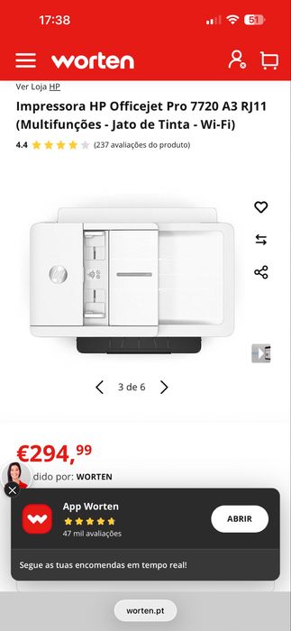 Hp office jet Pro 7720 A3