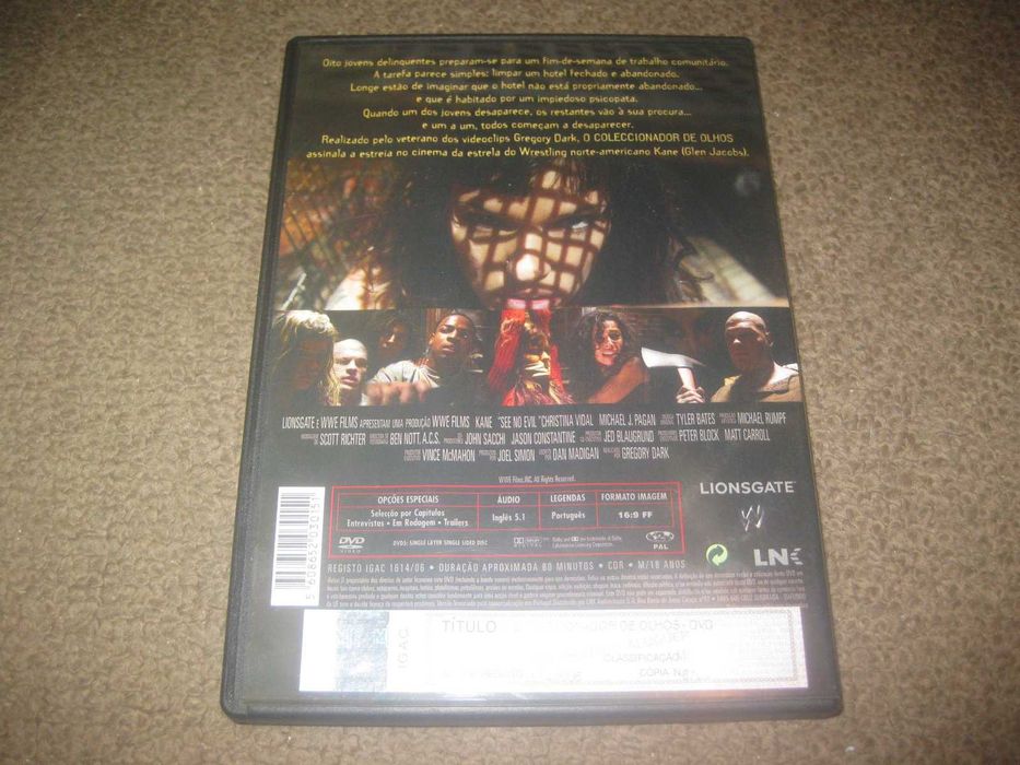 DVD "O Coleccionador de Olhos" com Kane