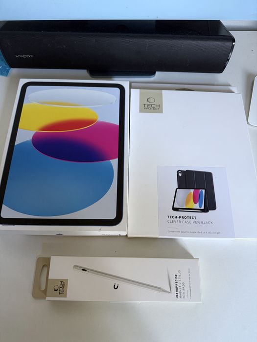 Gwarancja Bateria 98% iPad 10 gen 64gb Blue Jak Nowy + Etui + Pencil Tech Protect