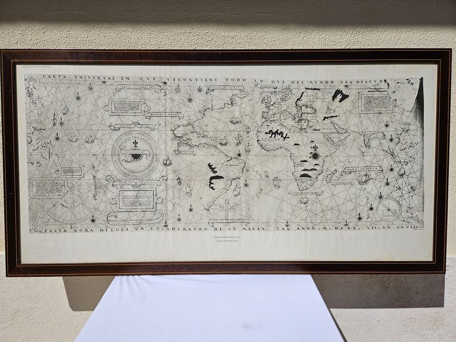 Mapa mundi 1957 emoldurado 133 x 68 cm