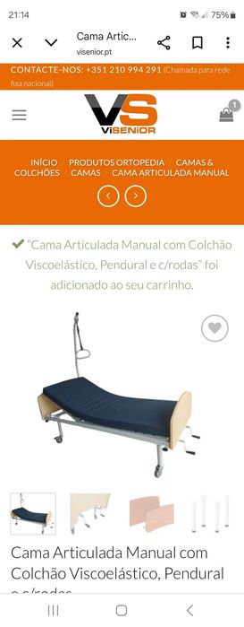 Cama articulada com barras de protecção pouco usada
