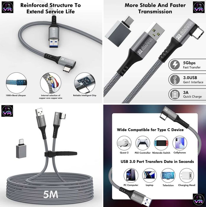 ‼️ Кабель AMVR Link Cable 5m Oculus Quest 2, Meta Quest 3, 3S