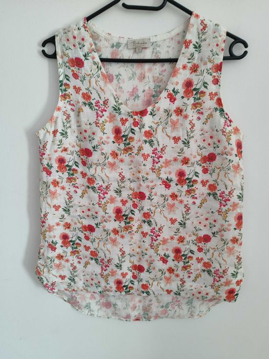 Lniany top w kwiaty