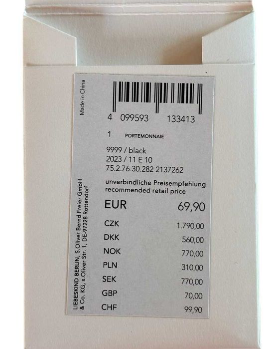 Liebeskind Berlin portfel/etui na karty skóra naturalna Czarne kod2233