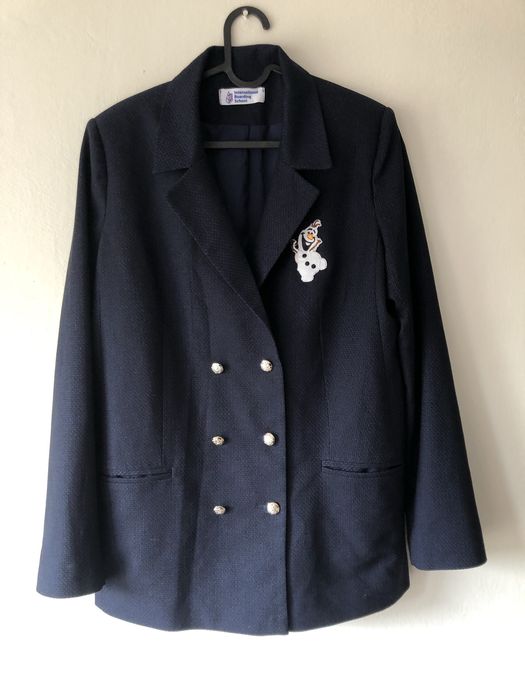 Marynarka damska M L granatowa złote guziki Olaf naszywka Kraina Lodu