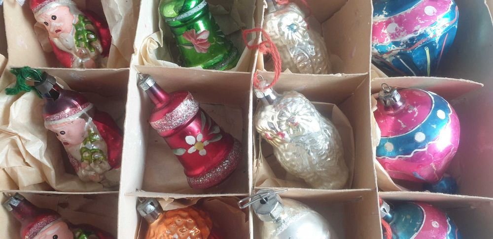 Starocie z Gdyni - Bombki choinkowe szklane kolekcjonerskie zestaw 12