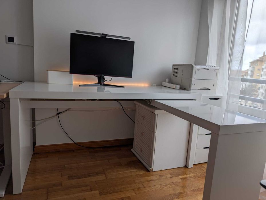 Secretária Branco IKEA MALM extensível 151x65 [extensão +70 cm)