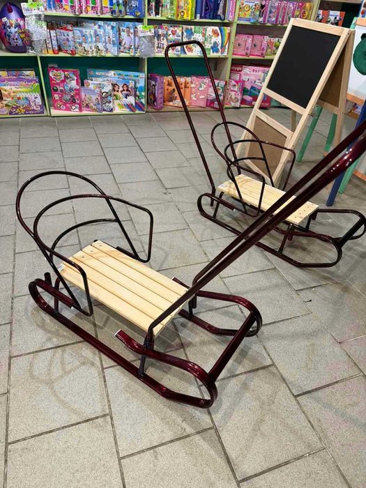 Санки Сані Санчата Королівські з ручками Бордові