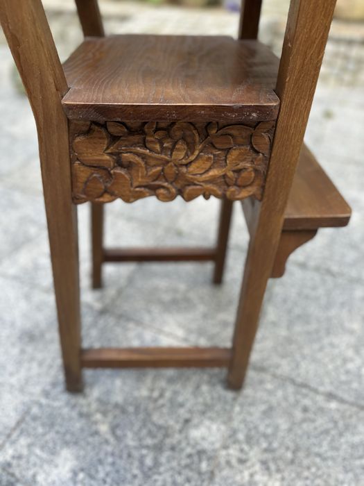 Krzeselko do karmienia dziecka drewniane dąb recznie wykonane