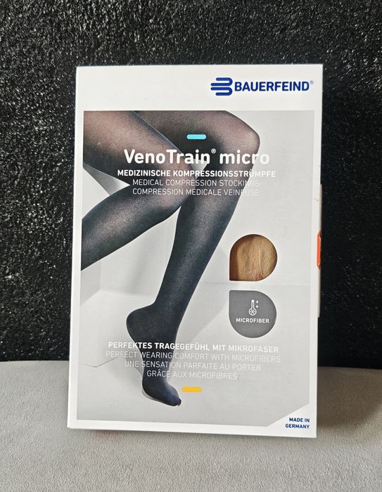 Rajstopy ciążowe kompresyjne Bauerfeind VenoTrain Micro CCL2 L Short Kremowe stan jak nowe