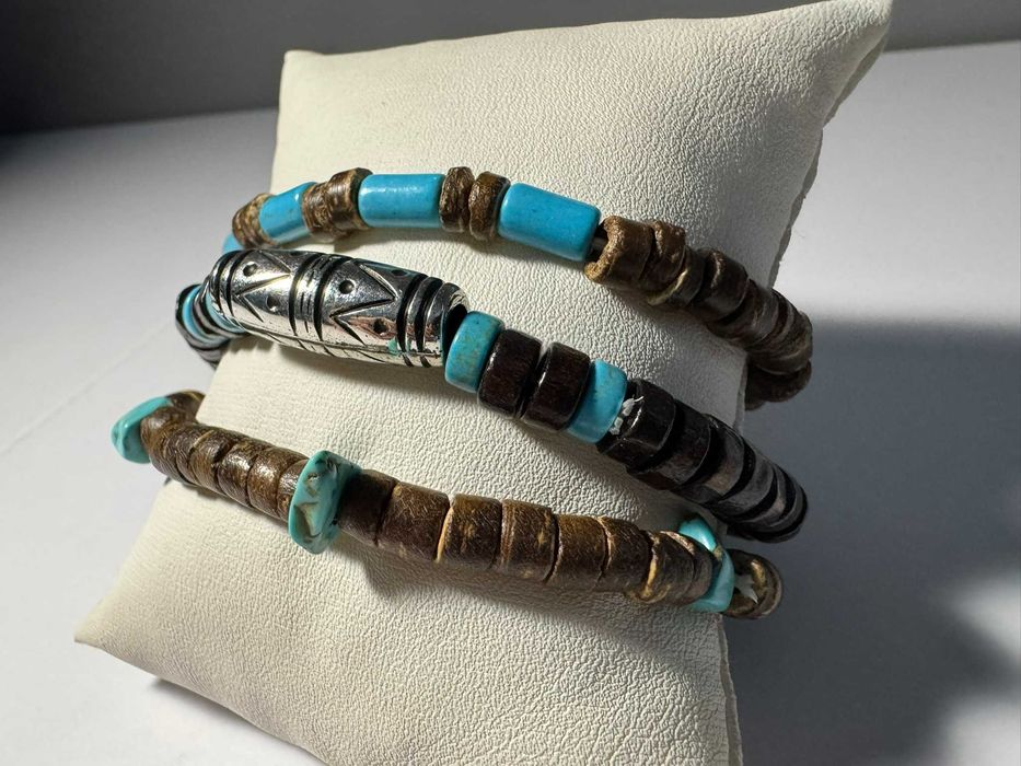 trzy drewniane bransoletki boho (R10)