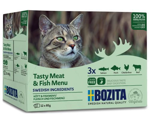 Karma Dla Kota Bozita Multibox Mięsne I Rybne Kawałki W Galaretce 12x85g Zoojoy Kompletna Porcja Weterynaryjnie Zbilansowana Dla Dorosłych Kotów
