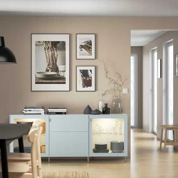 IKEA-SELSVIKEN-Drzwi  NOWE do BESTA front-szuflady-polysk-jasnoszaro-niebieski-60x38  8 szt.