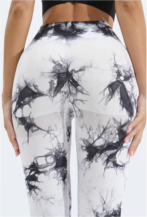 Damskie Legginsy PUSH UP Wysoki Stan TIE-DYE Neon na Siłownię - M