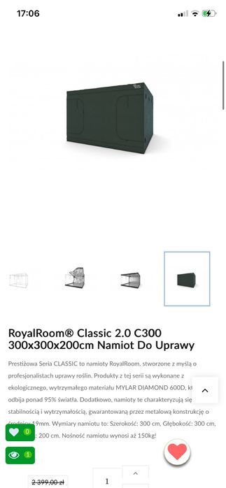 Namiot do uprawy roslin RoyalRoom Classic 2.0 C300